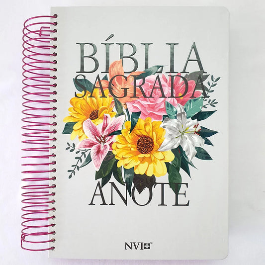 Bíblia Anote Espiral Primavera | NVI | Letra Normal | Com Espaço Para Anotações
