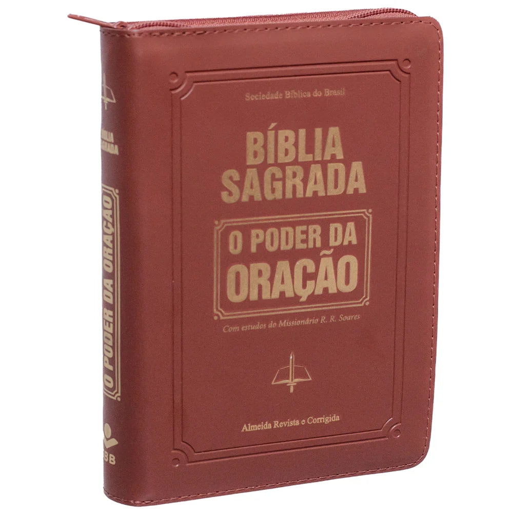 BÍBLIA SAGRADA | O PODER DA ORAÇÃO | ARC | LETRA GRANDE | CAPA SEMI LUXO CARAMELO C/ZIPER S/BORDA