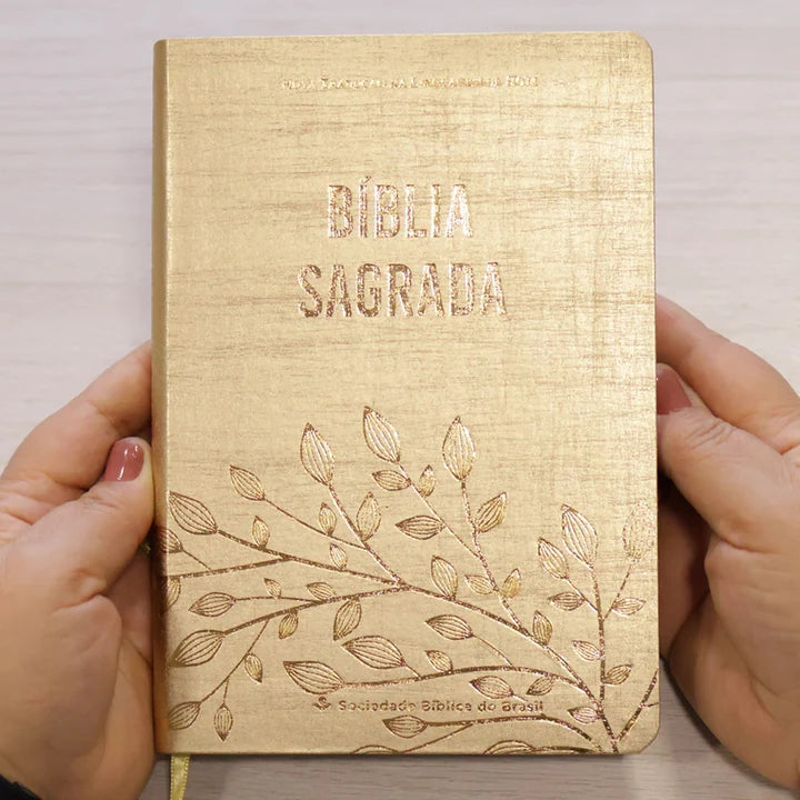 BÍBLIA SAGRADA NTLH SÉRIE CRISTAL – CAPA DOURADA COM ÍNDICE LATERAL