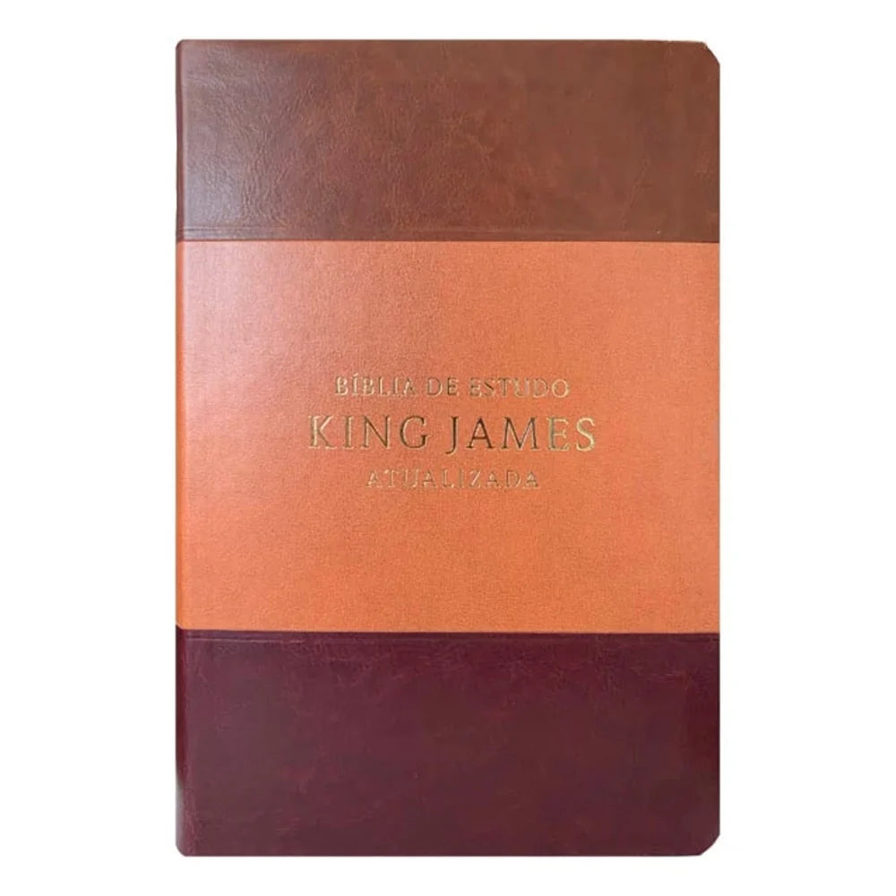 BÍBLIA DE ESTUDO | KING JAMES ATUALIZADA | FULL COLOR | CAPA PU | MARROM, CARAMELO E BORDÔ