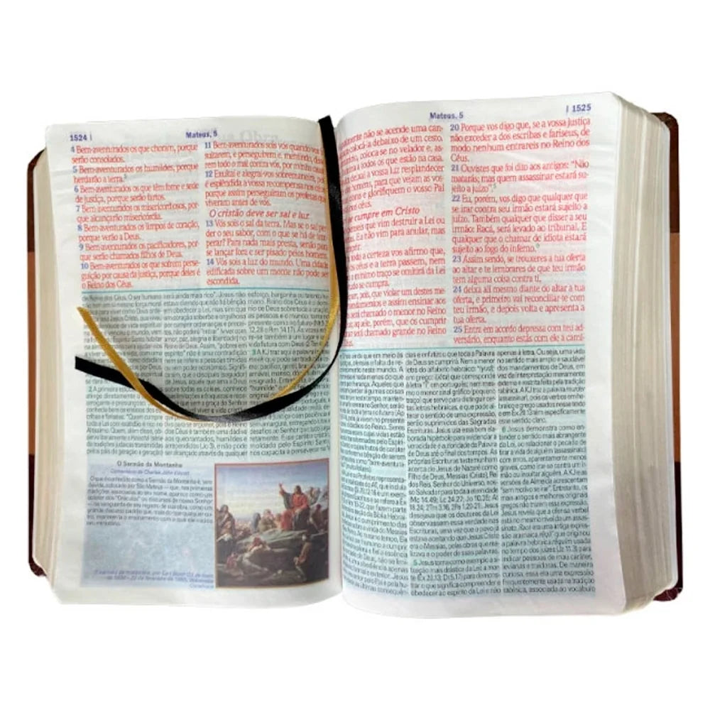 BÍBLIA DE ESTUDO | KING JAMES ATUALIZADA | FULL COLOR | CAPA PU | MARROM, CARAMELO E BORDÔ