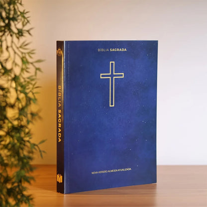 BÍBLIA SAGRADA SALVOS PELA GRAÇA | NVA | CAPA BROCHURA AZUL