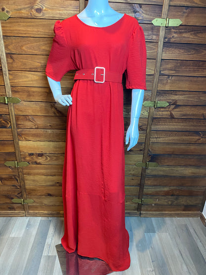 VESTIDO LONGO PRINCESA COM CINTO - LÍDIA
