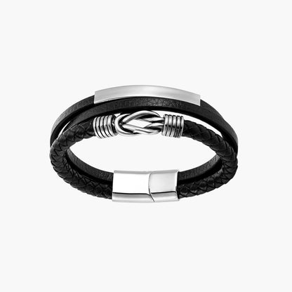 Pulseira de Couro e Aço Inoxidável