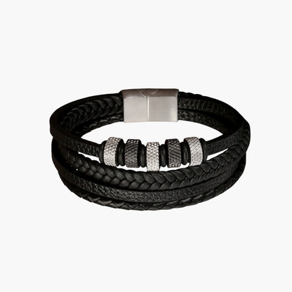 Pulseira de Couro e Aço Inoxidável