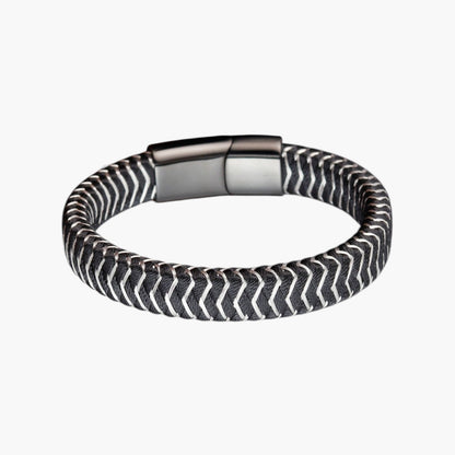 Pulseira de Couro e Aço Inoxidável
