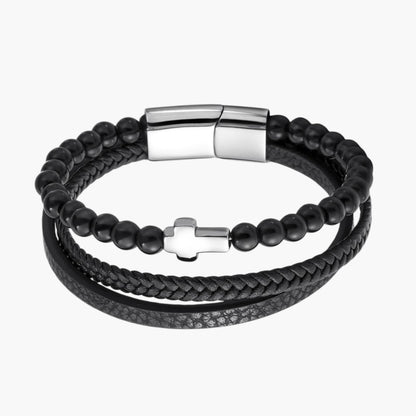 Pulseira de Couro e Pedra Natural