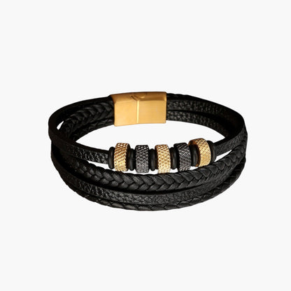 Pulseira de Couro e Aço Inoxidável