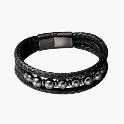Pulseira de Couro e Pedra Natural