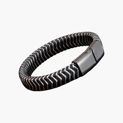 Pulseira de Couro e Aço Inoxidável