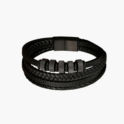 Pulseira de Couro e Aço Inoxidável