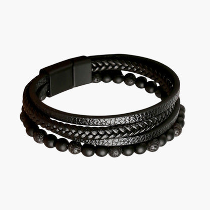 Pulseira de Couro e Pedra Natural