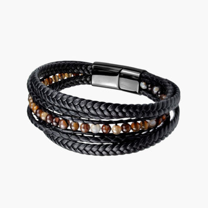 Pulseira de Couro e Pedra Natural