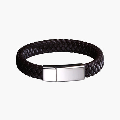 Pulseira Personalizada de Couro e Aço Inoxidável