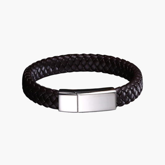 Pulseira Personalizada de Couro e Aço Inoxidável