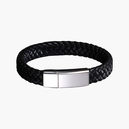 Pulseira Personalizada de Couro e Aço Inoxidável