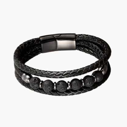 Pulseira de Couro e Pedra Natural