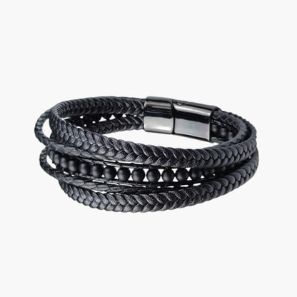 Pulseira de Couro e Pedra Natural