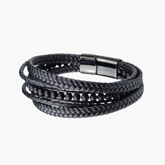 Pulseira de Couro e Pedra Natural