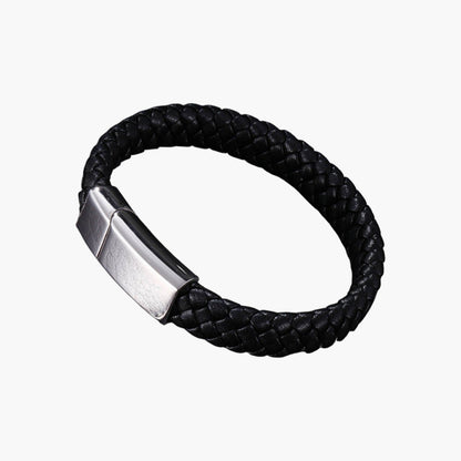 Pulseira Personalizada de Couro e Aço Inoxidável
