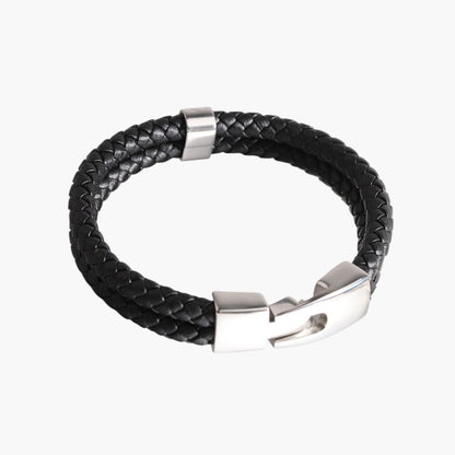 Pulseira de Couro e Aço Inoxidável