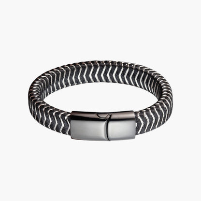 Pulseira de Couro e Aço Inoxidável