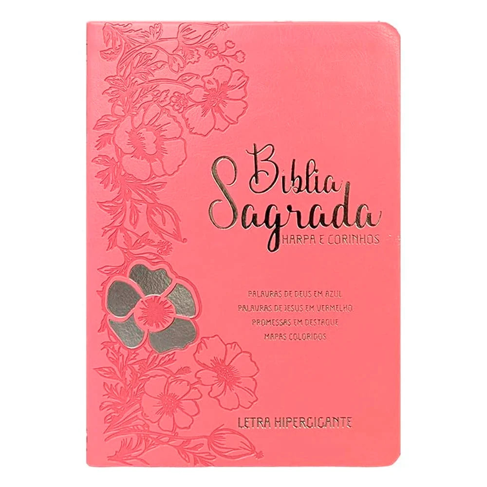 BÍBLIA SAGRADA | ARC | LETRA HIPERGIGANTE | HARPA AVIVADA E CORINHOS | FLOR DÁLIA ROSA