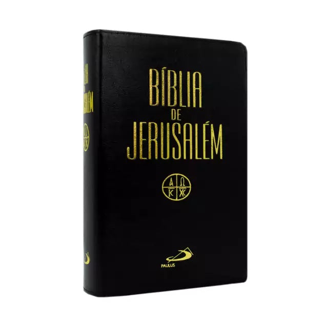 BÍBLIA DE JERUSALÉM CAPA FLEXÍVEL PRETA COM BEIRAS DOURADAS E ÍNDICE DIGITAL