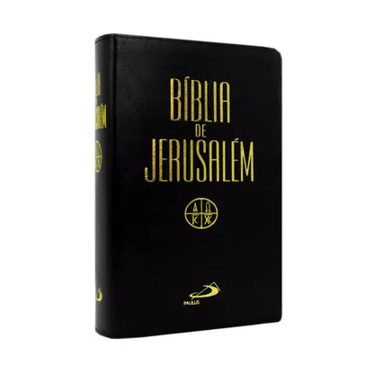 BÍBLIA DE JERUSALÉM CAPA FLEXÍVEL PRETA COM BEIRAS DOURADAS E ÍNDICE DIGITAL