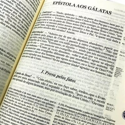 BÍBLIA DE JERUSALÉM CAPA FLEXÍVEL AZUL COM BEIRAS PRATEADAS E ÍNDICE DIGITAL