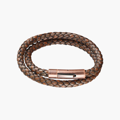 Pulseira de Couro e Aço Inoxidável