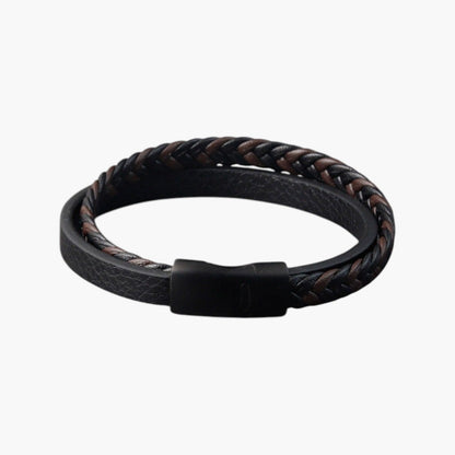 Pulseira de Couro e Aço Inoxidável