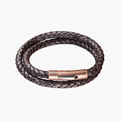 Pulseira de Couro e Aço Inoxidável
