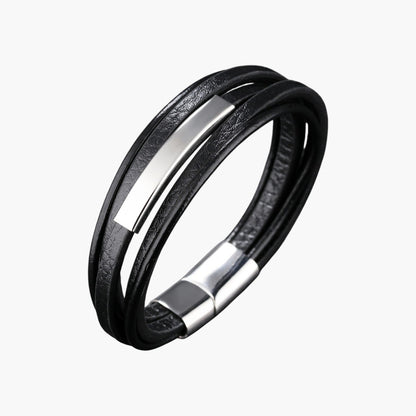 Pulseira de Couro e Aço Inoxidável