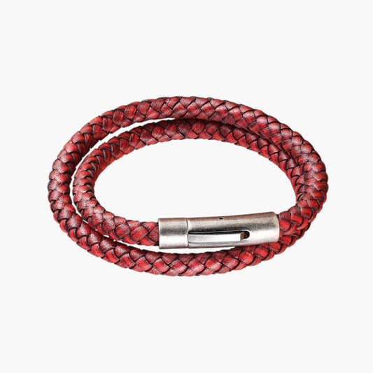Pulseira de Couro e Aço Inoxidável