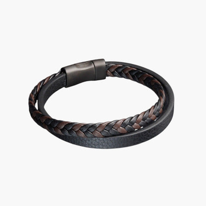 Pulseira de Couro e Aço Inoxidável