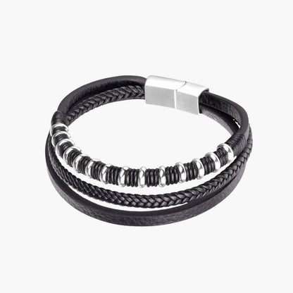 Pulseira de Couro e Aço Inoxidável
