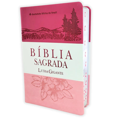 BÍBLIA SAGRADA | LETRA GIGANTE | ARA | CAPA TRIOTONE PINK LUXO
