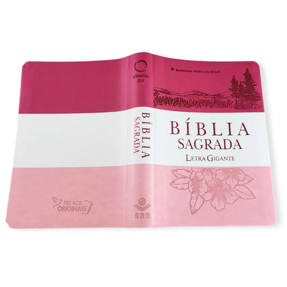 BÍBLIA SAGRADA | LETRA GIGANTE | ARA | CAPA TRIOTONE PINK LUXO