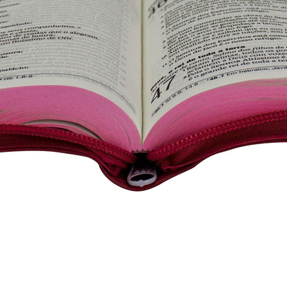 Gold Line Bible Jesus ARC Large Letter with Pink Clasp