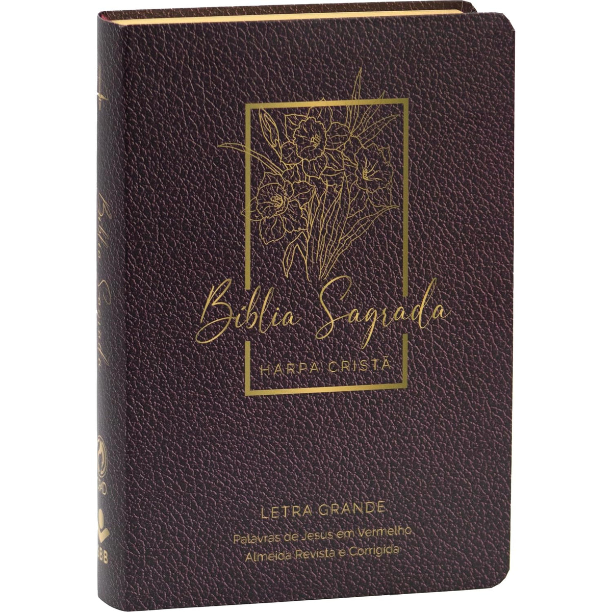 BÍBLIA GRANDE HARPA CRISTÃ POPULAR LETRA GRANDE FLORAL VINHO