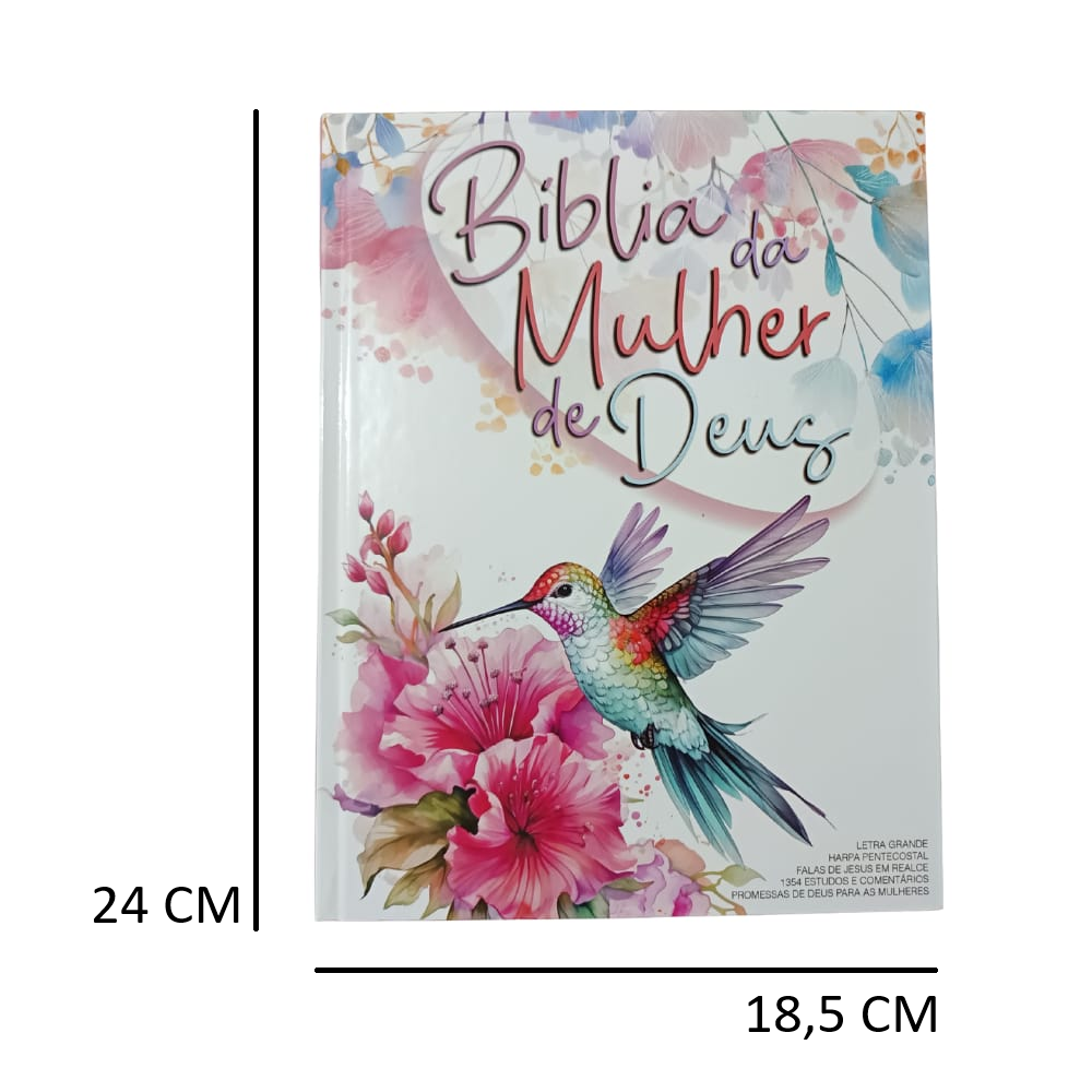 BÍBLIA DA MULHER DE DEUS ARC | HARPA | LETRA GRANDE | CAPA DURA BEIJA FLOR