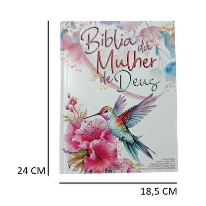 BÍBLIA DA MULHER DE DEUS ARC | HARPA | LETRA GRANDE | CAPA DURA BEIJA FLOR