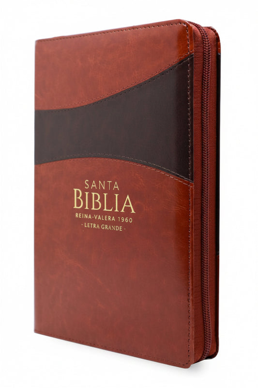 BÍBLIA RVR 1960 LUXO BICOLOR: CONFORTO VISUAL E PROTEÇÃO COM ZÍPER