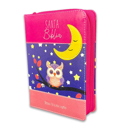 BÍBLIA RVR60 DE BOLSO PRIMOR ROSA/CORAL CORUJA COM FECHO