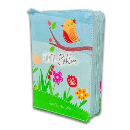 BÍBLIA RVR60 TAMANHO DE BOLSO PRIMOR AZUL/VERDE PÁSSARO