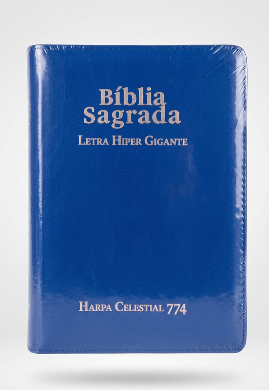 BIBLIA SAGRADA ARC LETRA HIPER GIGANTE CAPA LUXO AZUL COM FECHO