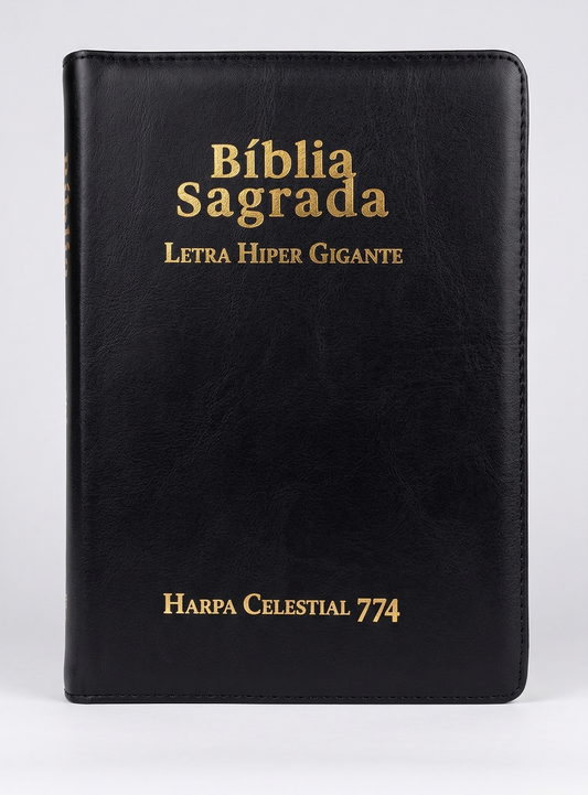 BÍBLIA SAGRADA ARC LETRA HIPER GIGANTE CAPA LUXO PRETA COM FECHO
