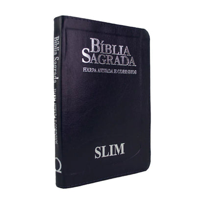 BIBLIA SAGRADA SLIM COM HARPA FECHO AZUL