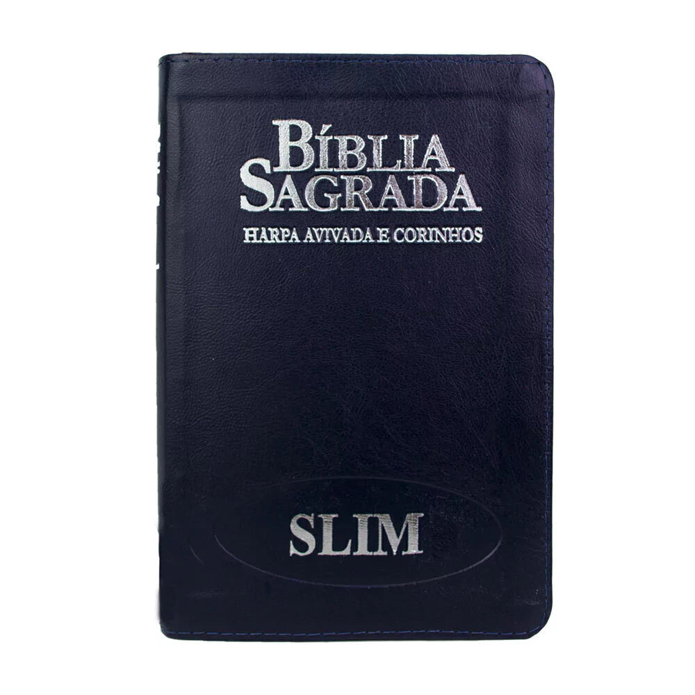 BIBLIA SAGRADA SLIM COM HARPA FECHO AZUL